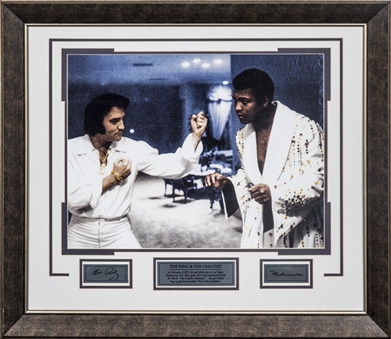 Muhammad Ali & Elvis Presley Photo with Facsimile Signatures in 30x26 Framed Display